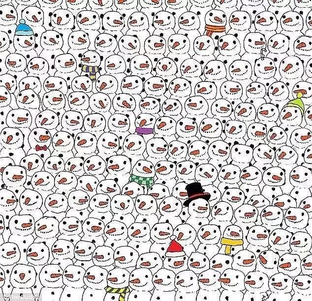 【眼力測驗】雪人中出現了一隻熊貓，看到了沒？神奇的12張圖不信來測！