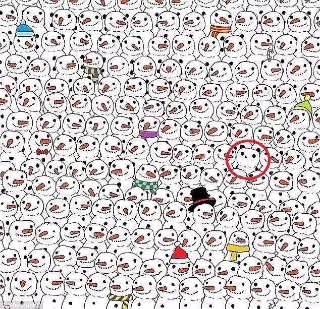 【眼力測驗】雪人中出現了一隻熊貓，看到了沒？神奇的12張圖不信來測！