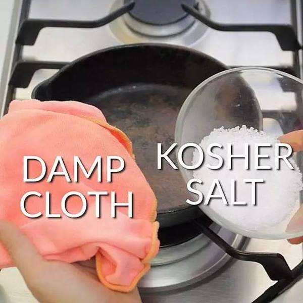 洗碗精裡加1點，鐵鍋黑印全沒了，家家戶戶都會用到的！