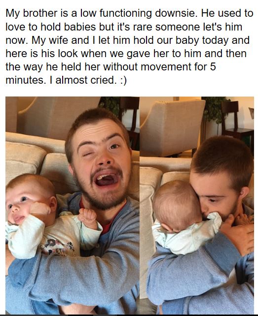 唐氏兒弟弟怕遺傳「被禁止生小孩」　第一次抱哥哥的小孩「整整5分鐘不敢動」惹哭10萬人