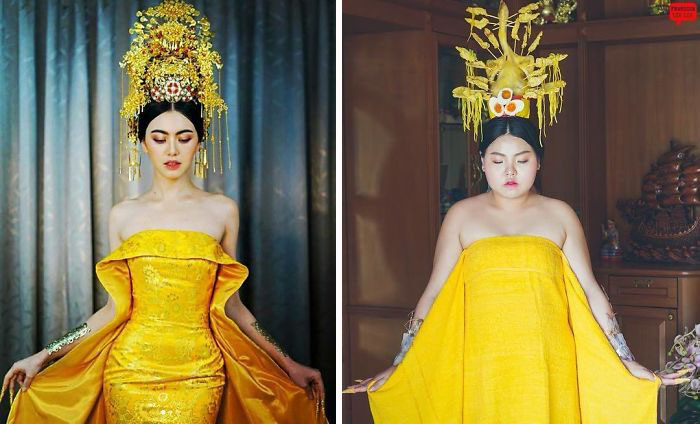 泰國網紅「超低成本Cosplay」爆紅全球！只用青菜＋鍋子「完美變身范冰冰」讓網友跪了