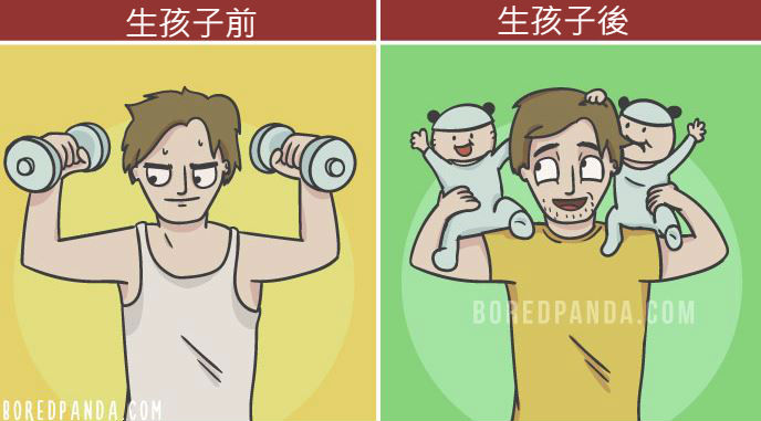 19張「當爸媽前vs.當爸媽後」巨大差別插畫!禮拜一到了「崩潰老爸解脫反應」天下父母超有感