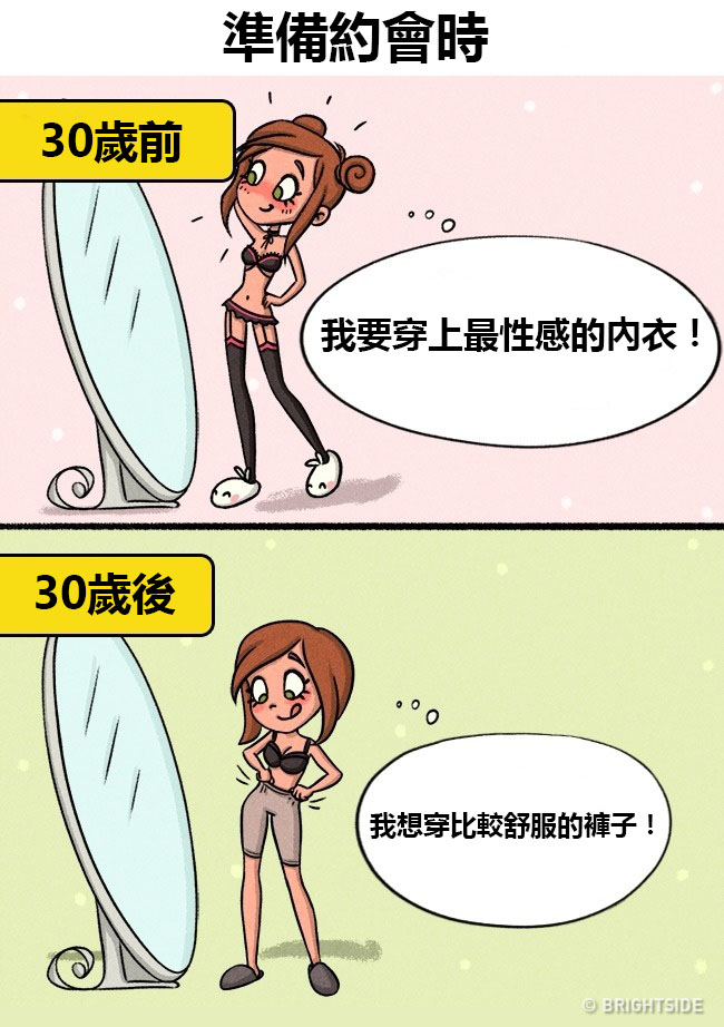 13個「女人一過30歲就會對愛情大改觀」的中肯插畫　 30歲後「跟另一半恩愛」時....