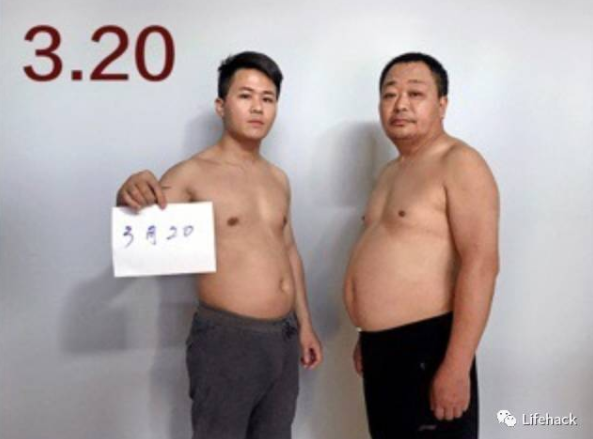 揪老爸減肥！啤酒肚父子「用照片紀錄健身過程」　肥肚慢慢消風最後一張「老爸超明顯6塊肌」帥炸！