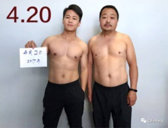 揪老爸減肥！啤酒肚父子「用照片紀錄健身過程」　肥肚慢慢消風最後一張「老爸超明顯6塊肌」帥炸！