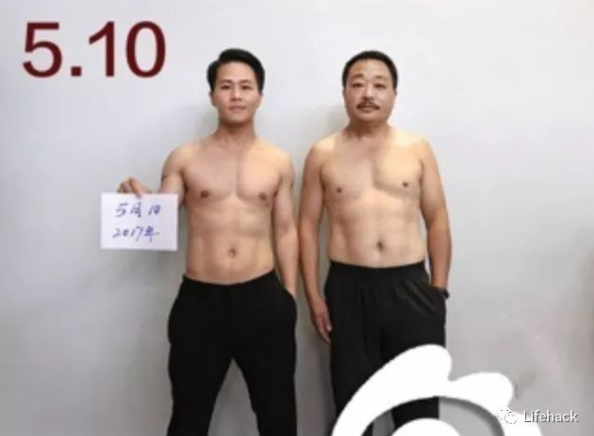 揪老爸減肥！啤酒肚父子「用照片紀錄健身過程」　肥肚慢慢消風最後一張「老爸超明顯6塊肌」帥炸！