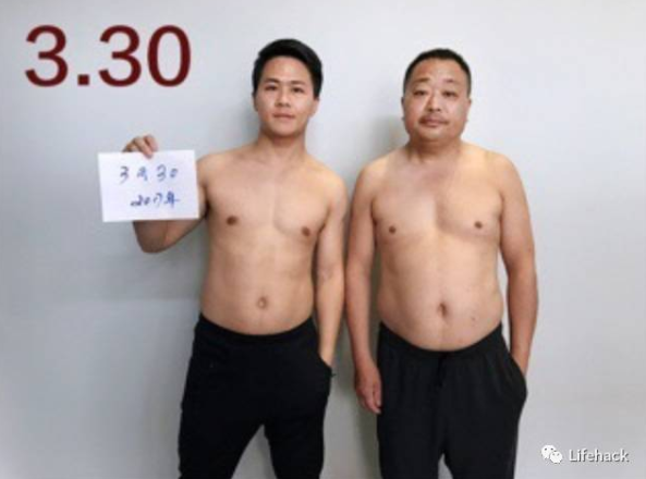 揪老爸減肥！啤酒肚父子「用照片紀錄健身過程」　肥肚慢慢消風最後一張「老爸超明顯6塊肌」帥炸！