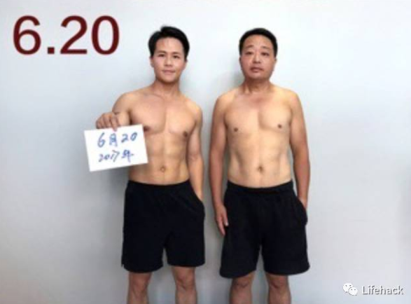 揪老爸減肥！啤酒肚父子「用照片紀錄健身過程」　肥肚慢慢消風最後一張「老爸超明顯6塊肌」帥炸！