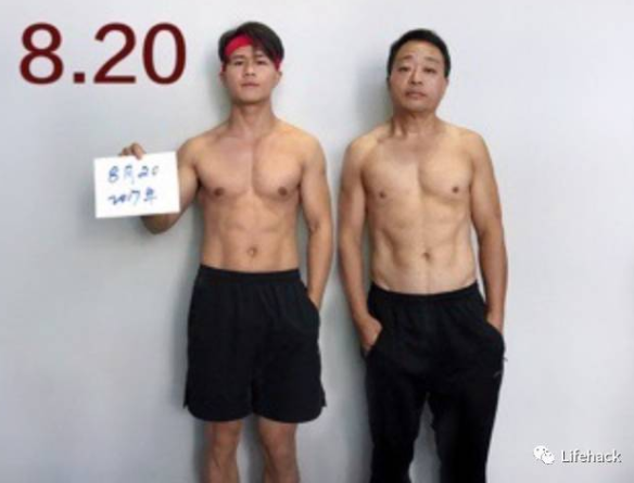 揪老爸減肥！啤酒肚父子「用照片紀錄健身過程」　肥肚慢慢消風最後一張「老爸超明顯6塊肌」帥炸！