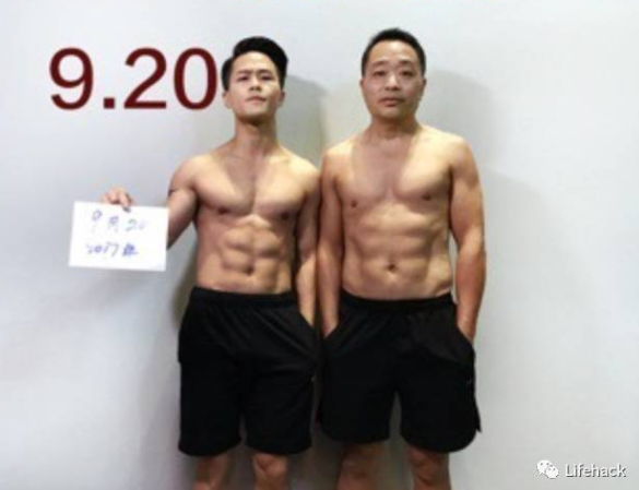 揪老爸減肥！啤酒肚父子「用照片紀錄健身過程」　肥肚慢慢消風最後一張「老爸超明顯6塊肌」帥炸！