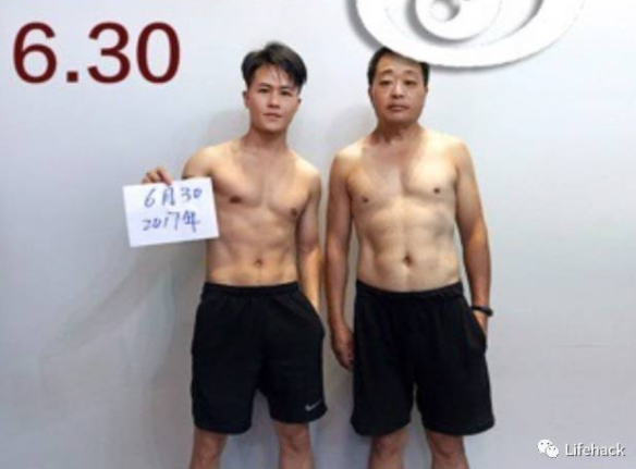 揪老爸減肥！啤酒肚父子「用照片紀錄健身過程」　肥肚慢慢消風最後一張「老爸超明顯6塊肌」帥炸！