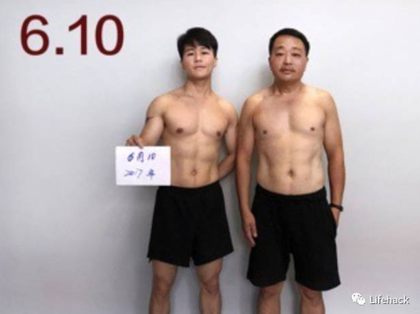揪老爸減肥！啤酒肚父子「用照片紀錄健身過程」　肥肚慢慢消風最後一張「老爸超明顯6塊肌」帥炸！