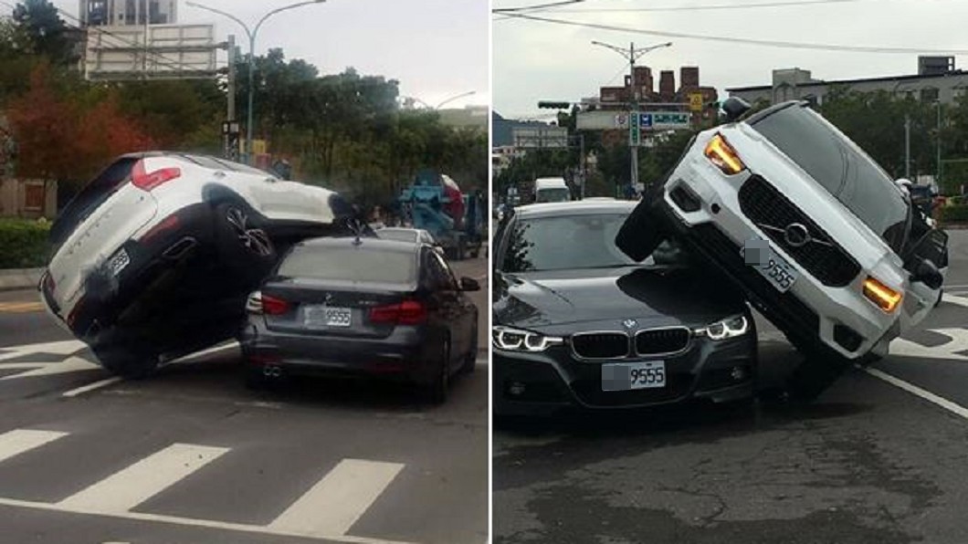 女人間的對決!轎車直接騎上BMW「車號竟都是9555」 警揭竟是「正宮向小三開戰」結局網傻眼