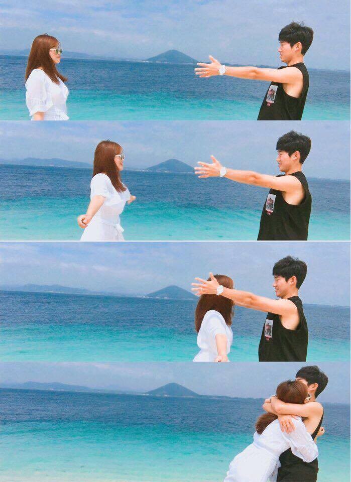 驚險一瞬間!這對情侶「為了拍照賺愛心」不惜掛在懸崖上 但鏡頭一拉遠...網友全笑了XD