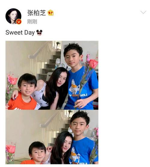 張柏芝情人節超幸福！ 「依偎在帥兒懷裡」兄弟倆獻花…臉上盡是為人母滿足笑容
