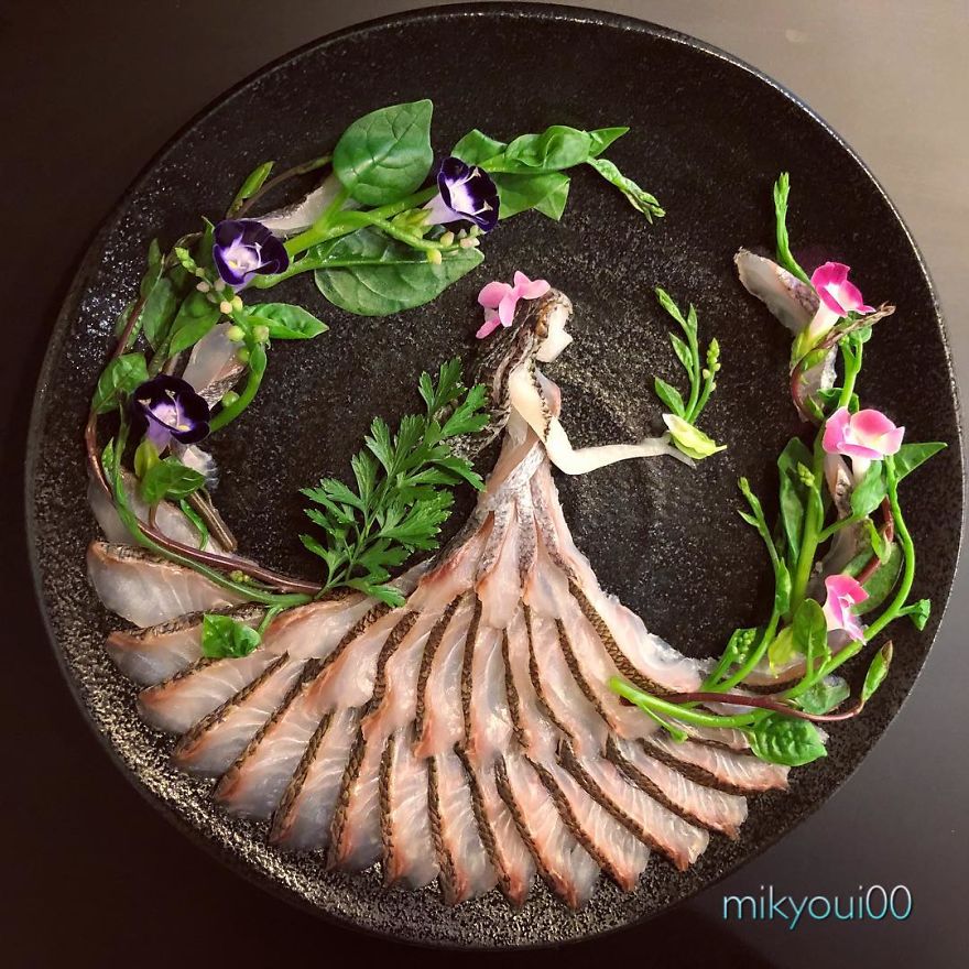 日本爸爸為哄兒子吃飯「把生魚片變成夢幻畫作」！看到神話中「史詩級巨龍」30萬人讚爆：捨不得吃