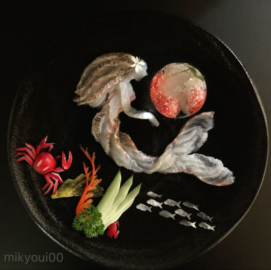 日本爸爸為哄兒子吃飯「把生魚片變成夢幻畫作」！看到神話中「史詩級巨龍」30萬人讚爆：捨不得吃