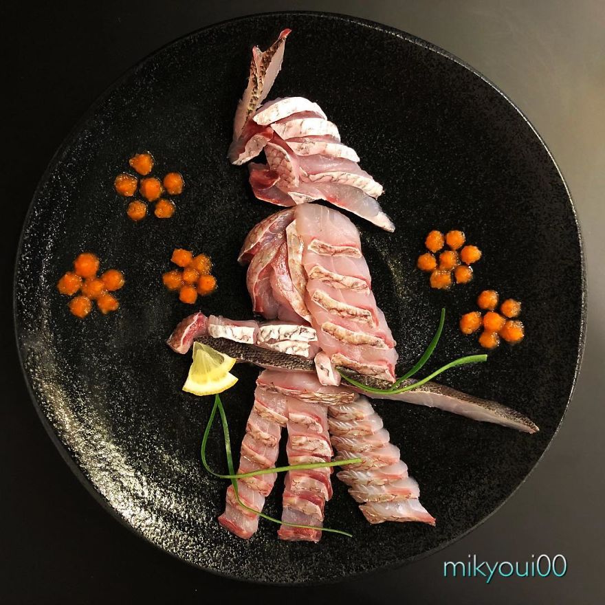 日本爸爸為哄兒子吃飯「把生魚片變成夢幻畫作」！看到神話中「史詩級巨龍」30萬人讚爆：捨不得吃