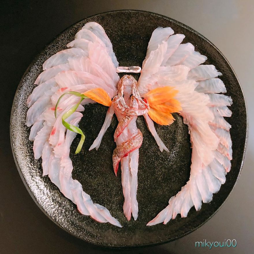 日本爸爸為哄兒子吃飯「把生魚片變成夢幻畫作」！看到神話中「史詩級巨龍」30萬人讚爆：捨不得吃
