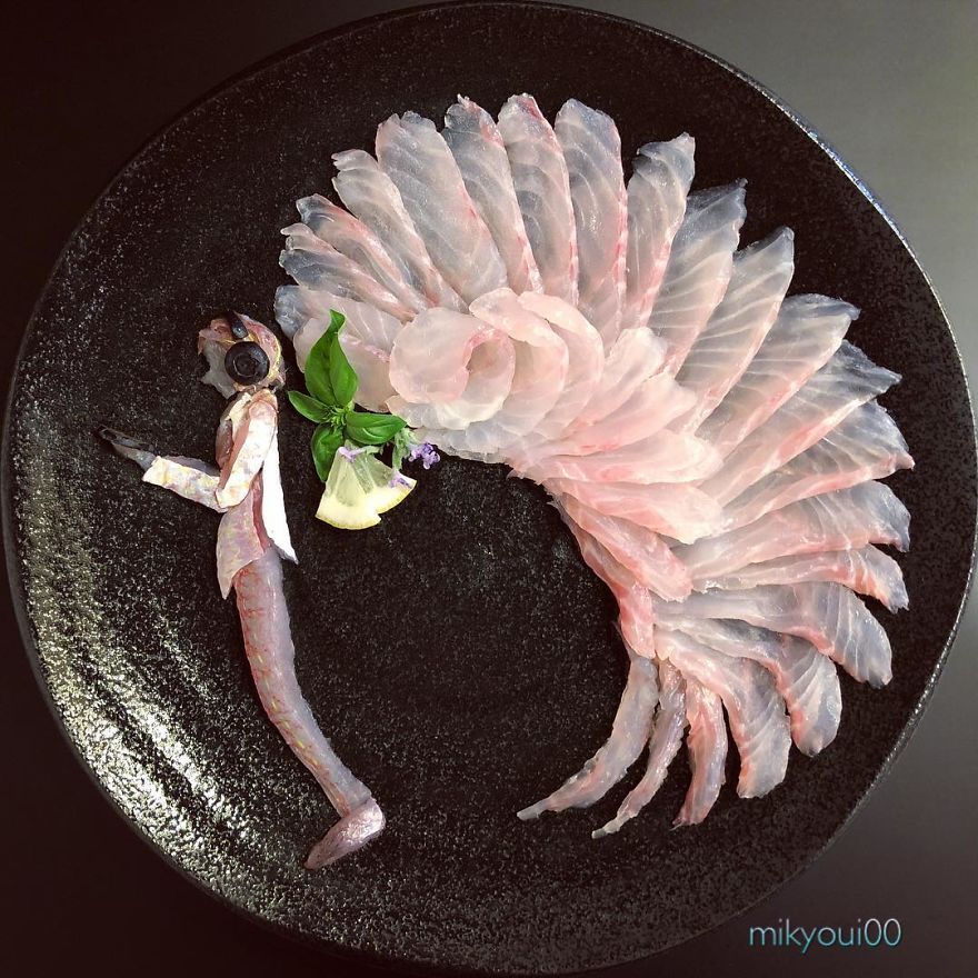 日本爸爸為哄兒子吃飯「把生魚片變成夢幻畫作」！看到神話中「史詩級巨龍」30萬人讚爆：捨不得吃