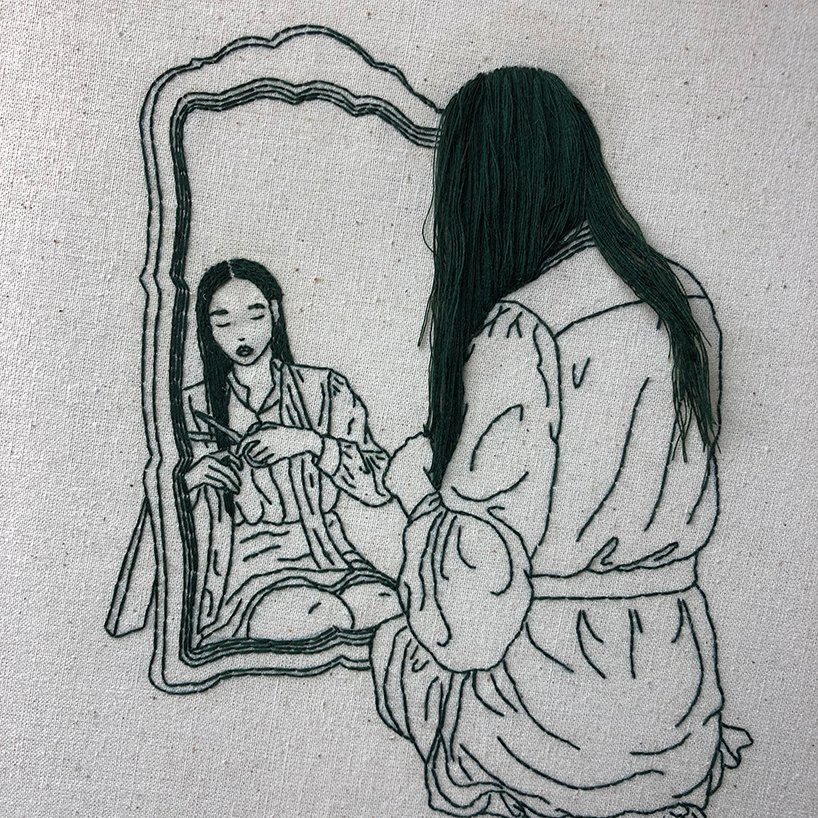 髮絲從布衝出來！她打造「唯美立體刺繡」爆紅　本尊是「電眼健康美女神」美翻網友：刺的是本人