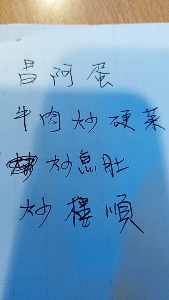 熱炒店點菜！老公手寫菜單「昌阿蛋、炒樓順」點4道菜　網友笑翻「正港台灣發音」：以為阿嬤寫的