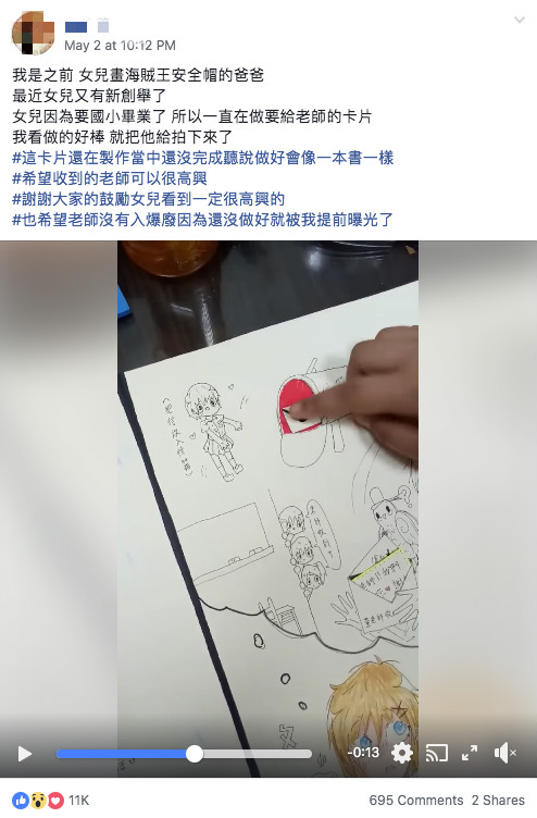 戴著滿滿驕傲！12歲女兒「親手畫爸爸的工地帽」驚為天人　加碼曬出作品「不敢相信只有國小」