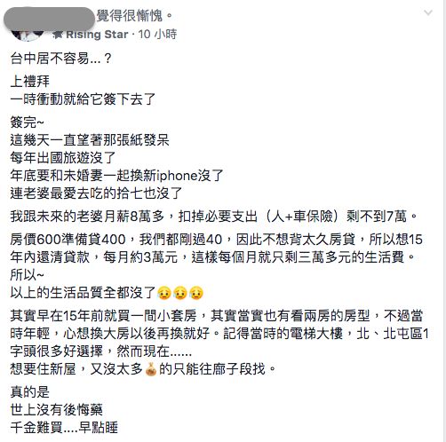 年輕背15年房貸很傻？男帶未婚妻「衝動簽下600萬房」嘆月入8萬存不了錢　「抱怨生活變好慘」網卻喊：做太對了