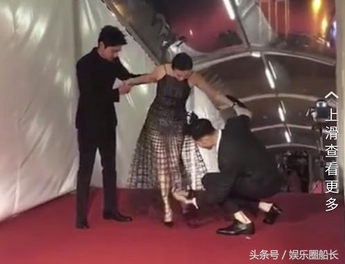 劉嘉玲意外踩到裙子，看阮經天是怎麼做的！劉嘉玲穿鏤空裙走紅毯，網友：沒第二個人敢穿！