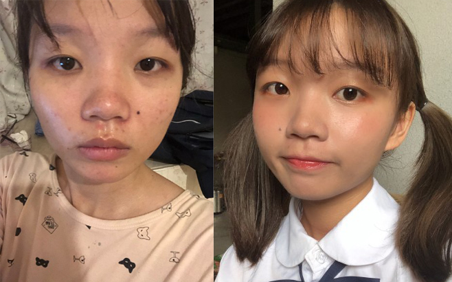 整形級化妝大賽開跑！正妹們瘋曬「上妝前VS上妝後」對比照　眼鏡宅妹「變身大眼氣質仙女」側顏美炸