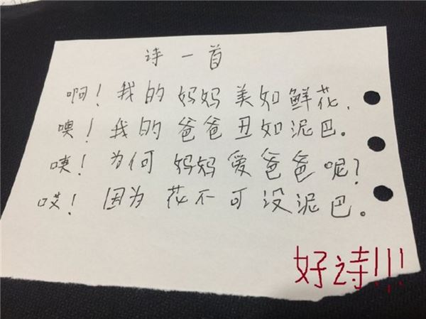 小學生寫詩「無情虧老爸」老師笑到給滿分！再曬出「史上最坑爹造句作業」網笑噴：這是男人的本性