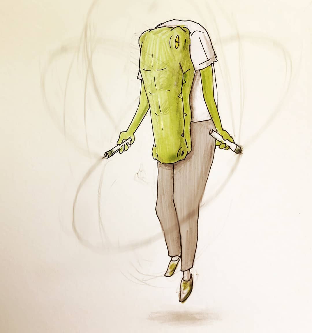 當鱷魚好心累!插畫家畫出「無奈鱷魚日常」爆笑又可憐 拍正面照「一看手機獵奇畫面」根本認不出