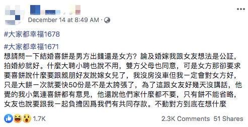 公證結婚！女方「答應不收聘金」只提一要求　準新郎秒抱怨「太誇張做不到」網愣：放她自由吧