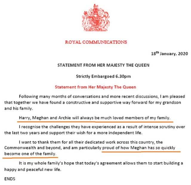 不再稱王子王妃！英女王最終聲明：哈里梅根被剝奪殿下頭銜，並歸還納稅人9350萬裝修費