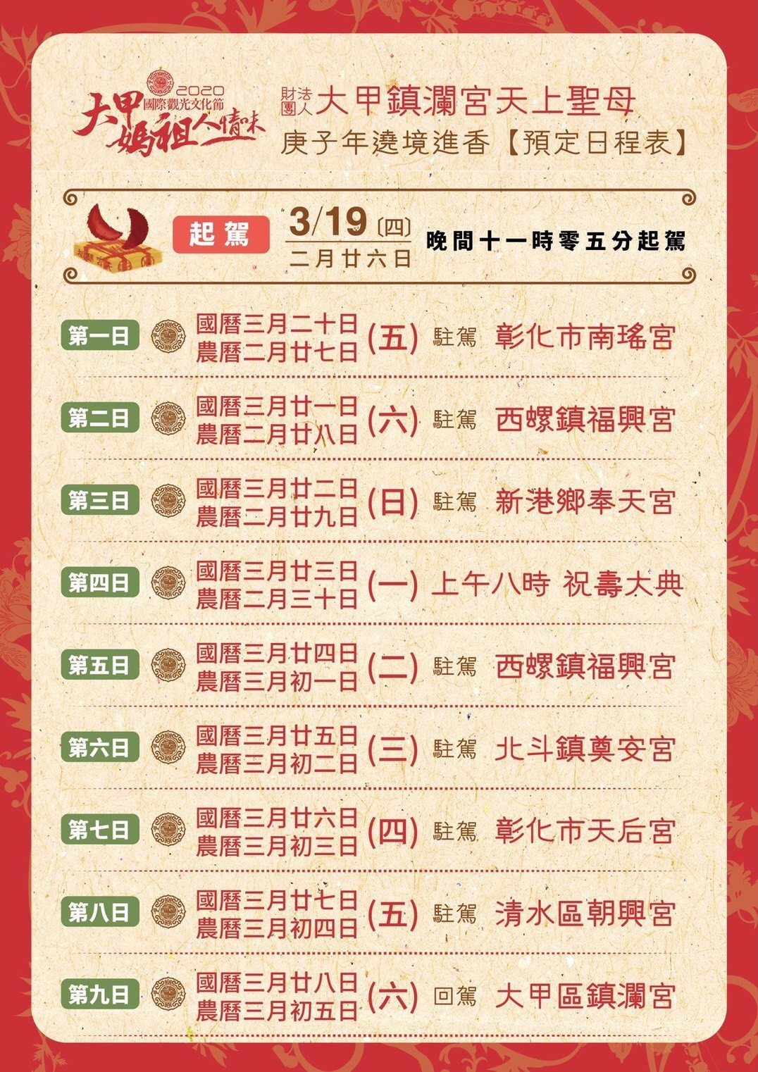 不受疫情影響！大甲媽祖遶境「3月正常舉行」詳細時間公布了　顏清標信心喊話：「媽祖會保護大家」