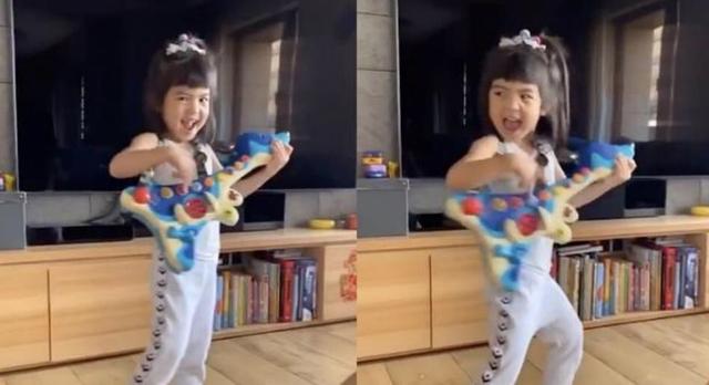 賈靜雯大女兒曬姐妹日常「波妞大彈吉他」有歌手風範 咘咘「亂入影片手舞足蹈」自帶表演細胞