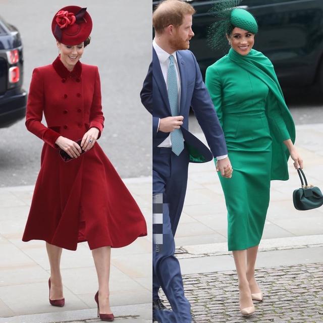 英王室大團聚!凱特梅根「一紅一綠」比女王醒目,未來王后「穿2年前舊衣」仍略勝一籌