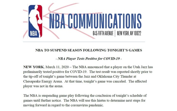 NBA賽事全喊卡！NBA球星「確診新冠肺炎」衝擊球壇　球迷翻出「他受訪時片段」傻眼：不要不信邪！