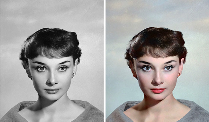 回到輝煌年代！藝術家把「好萊塢黃金年代明星」黑白照變彩色　奧黛麗赫本「對鏡頭露最迷人笑容」美翻