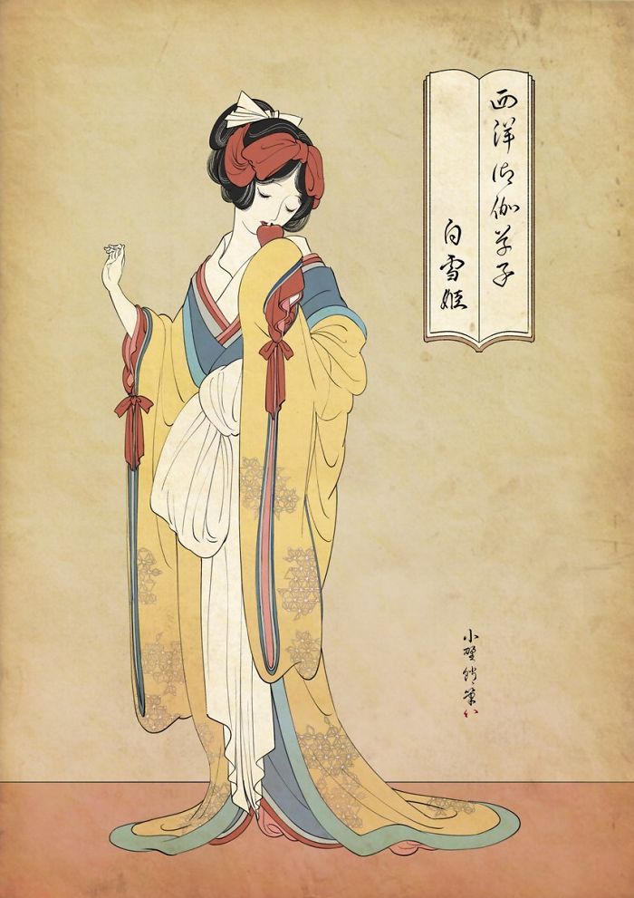 古與今的融合！迪士尼公主「結合浮世繪風格」秒變古典美人　灰姑娘「用木屐取代玻璃鞋」畫面意外超搭