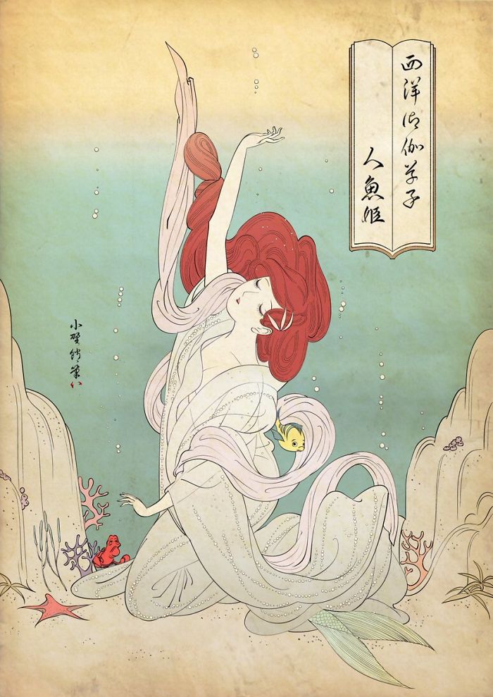 古與今的融合！迪士尼公主「結合浮世繪風格」秒變古典美人　灰姑娘「用木屐取代玻璃鞋」畫面意外超搭