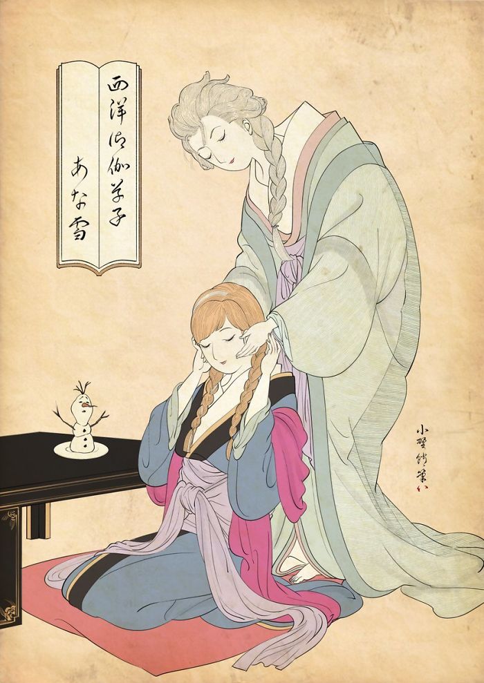 古與今的融合！迪士尼公主「結合浮世繪風格」秒變古典美人　灰姑娘「用木屐取代玻璃鞋」畫面意外超搭
