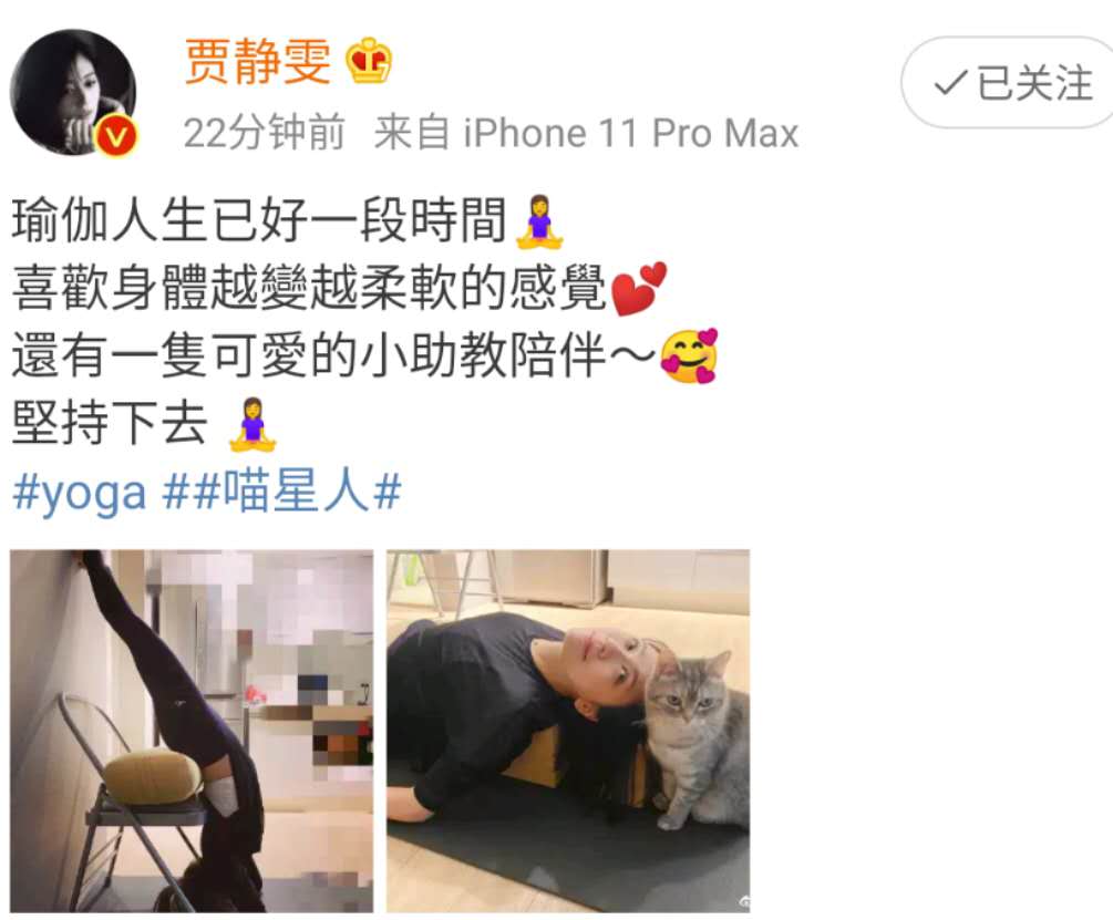 45歲賈靜雯「素顏」曬高難度瑜伽動作!「S型身材+蜜桃臀」體態輕盈似少女,腰上看不到一絲贅肉