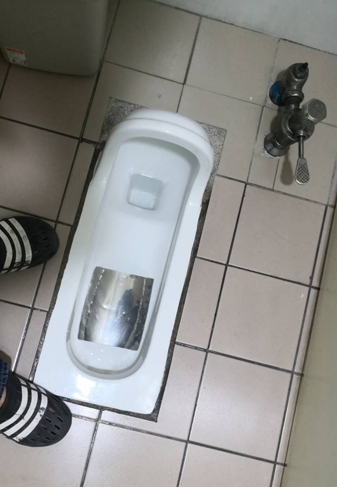 方便對準？用蹲式馬桶「驚見不明鐵片」網笑：邊上邊照鏡子　釣出內行人解答「根本偉大發明」
