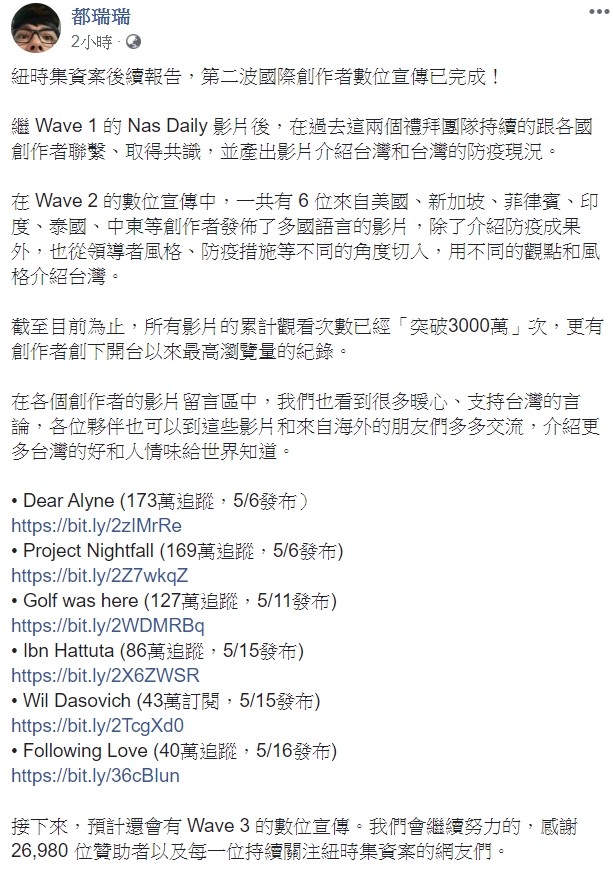 又被3千萬人看見！阿滴集資後「揪6國大咖網紅」助攻台灣　超狂部署「把善款發揮最大效用」：還有下一步！