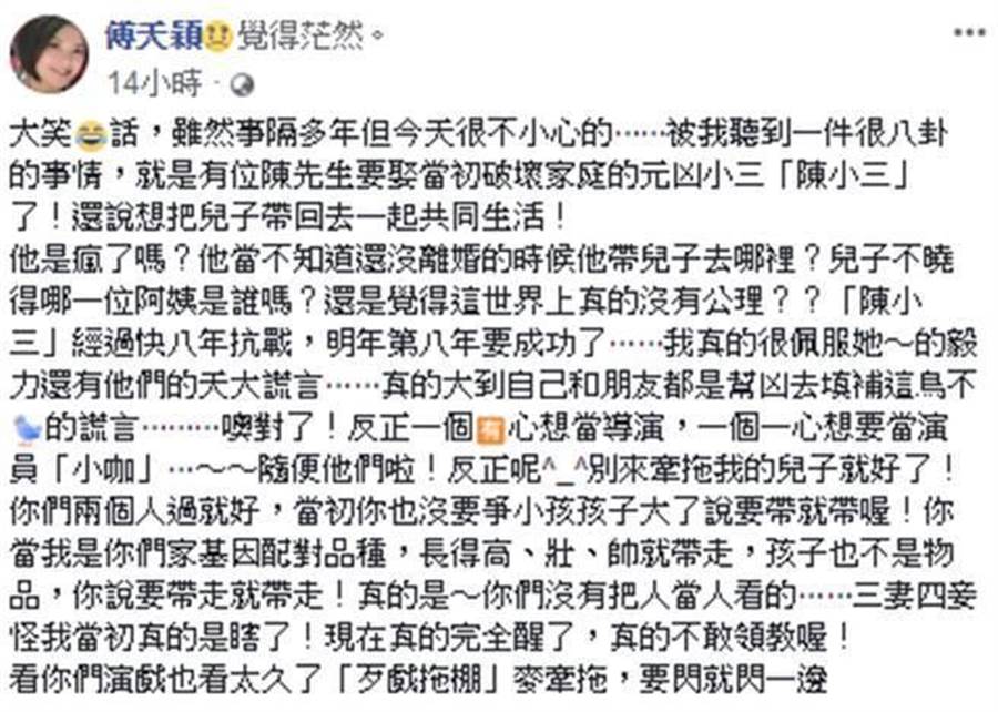 離婚7年還在吵！傅天穎控陳子強「做人不要太過分」：說的謊太離譜　他看完後冷回應「隔空互不相讓」