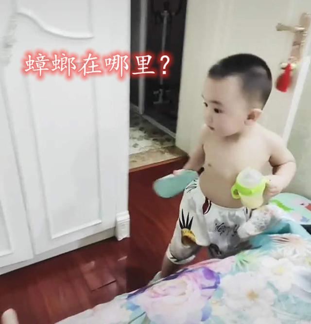 別怕有我在！寶媽「睡覺遇蟑螂」嚇到花容失色 　3歲萌寶急趕來救駕「手中武器」笑翻網友：上戰場也不能餓著