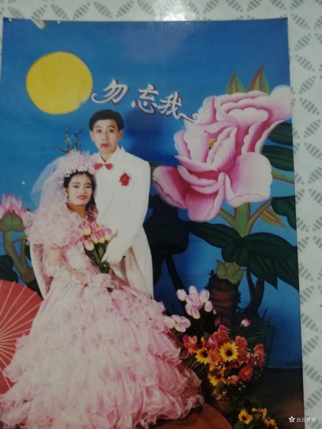 背板竟是勿忘我！超爆笑「爸媽黑歷史婚紗照」老爸表情成亮點　一看女兒「簡直爸爸翻版」基因神遺傳