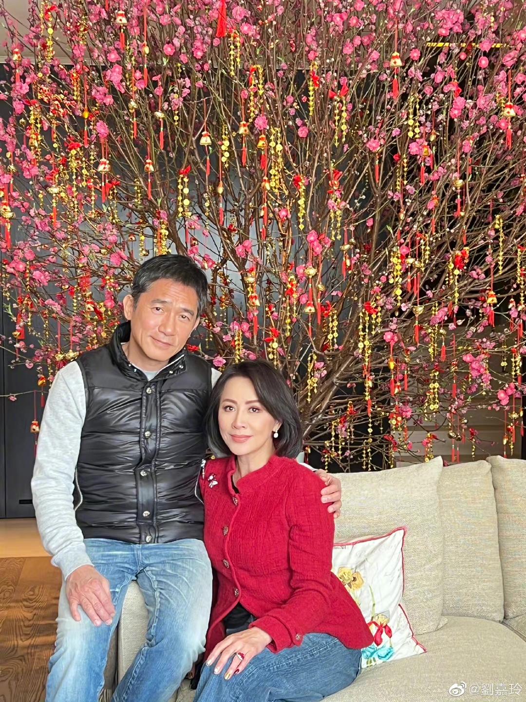 公開放閃！劉嘉玲「桃花樹下合影尪」一細節超甜蜜　「梁朝偉頭髮花白」她宛如不老女神