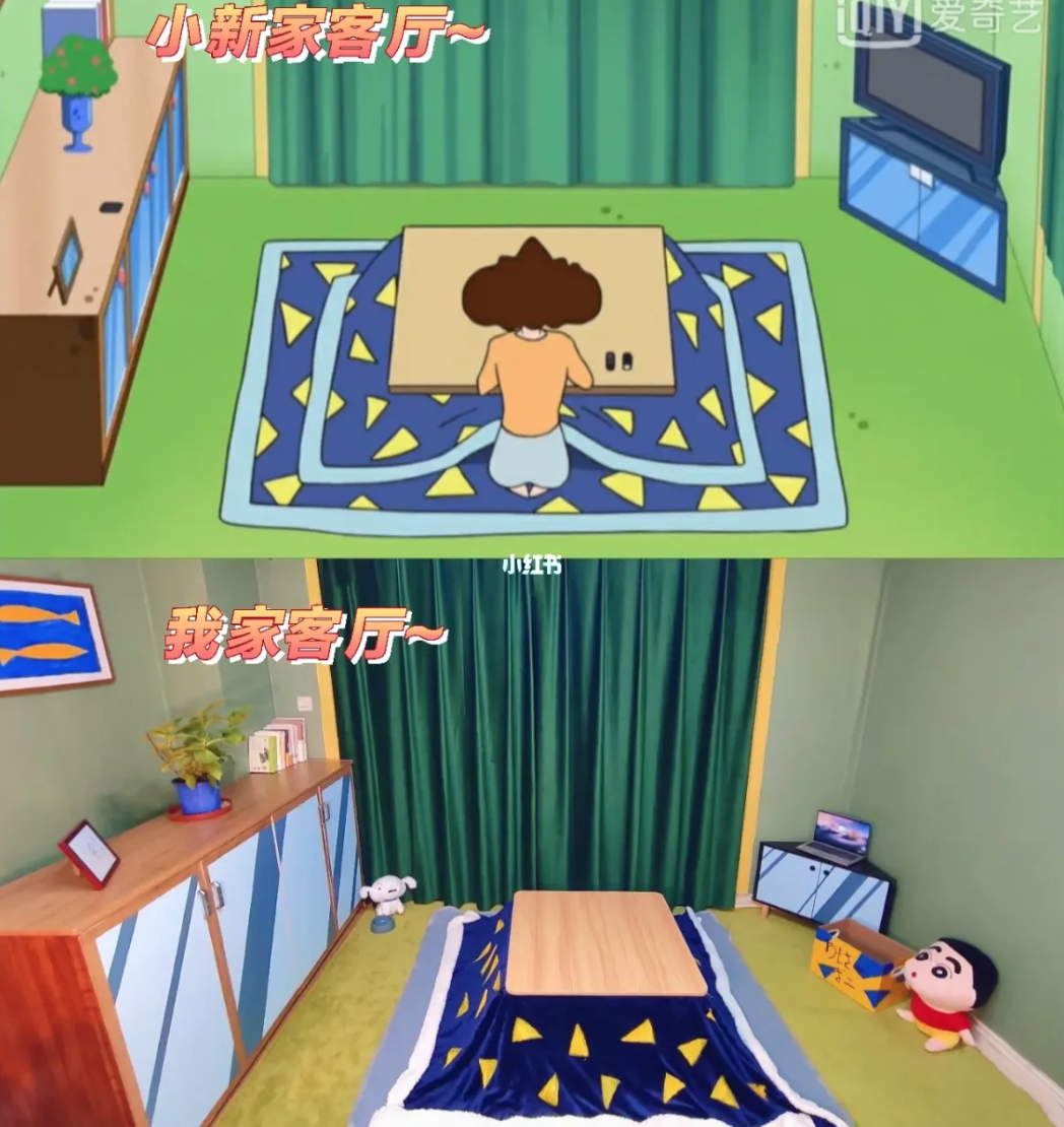 她出手把「《蠟筆小新》裡的房子」搬進自己家! 同款暖爐、餐具全都有「連野原家花園都複製」❤️
